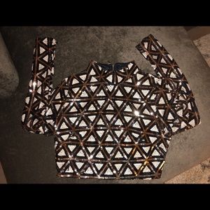 Black and Gold crop top with sequins